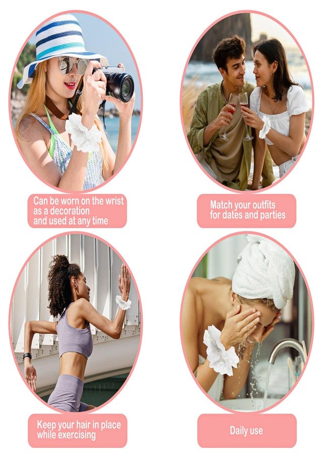 Tyqour 2Pcs White Oversized Scrunchies for Women - Double Layer Jumbo Large Lace No Damage Hair Ties - Elastic Ponytail Holders Accessories for Curly Hair - Image 5